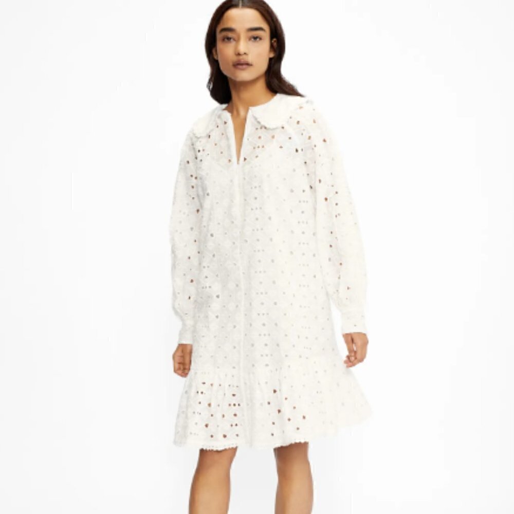 NWT Ted Baker Vanilya Eyelet Frill Dress White UK 0 US 2